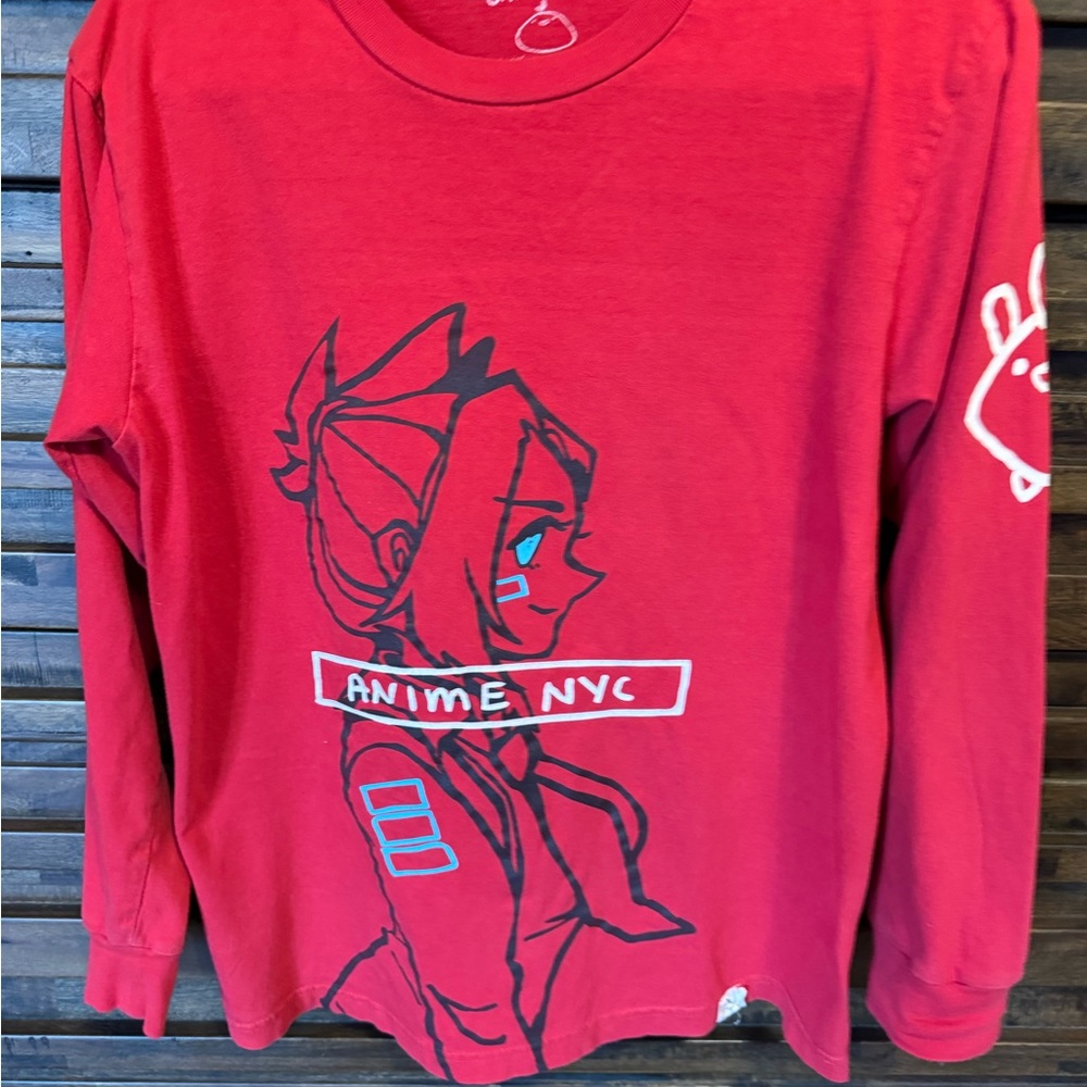 Ohmonah‎ Anime NYC Red Long Sleeved Shirt Size Small EUC